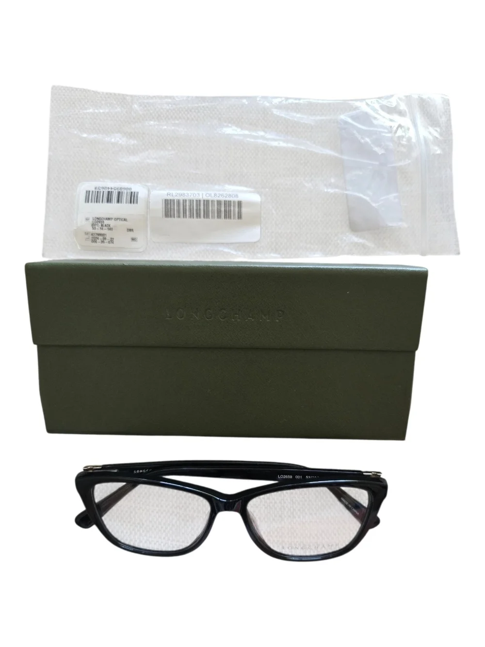 Longchamp LO2659 (001) Black Women's Rectangular Eyeglasses 53-14-140/Demo Lens